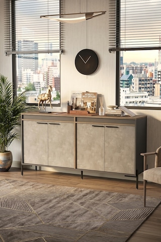 Yurudesign Vista E Ofis Konsol Klasör Dolabı Metal Ayaklı Kahve-B