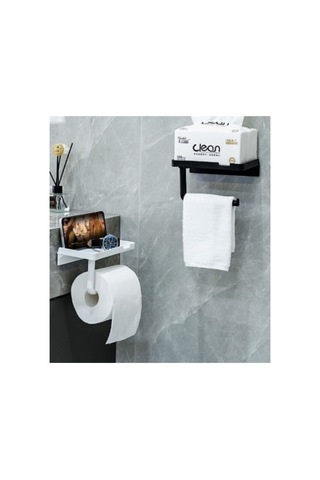 Tuvalet Kağıdı Askılığı - Raflı Ve Yapışkanlı - Matkapsız Banyo Aksesuarı Belirtilmemiş