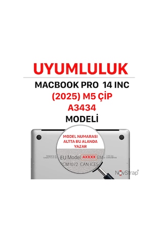 Novstrap Apple Uyumlu MacBook Pro 14 İnç M5 Çip A3434 İle Ekran Koruyucu Parlak Nano Film Şeffaf
