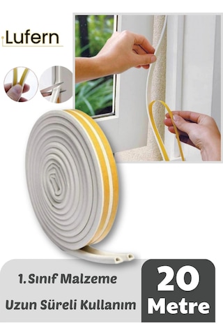Pvc Doğrama Pencere Fitili İzolasyon Bandı Kendinden Yapışkanlı Beyaz Kauçuk Yalıtım Bant 2x10 20 Mt 20 M