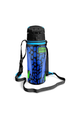 Coral High Kids Siyah Saks Ejderha Desenli Pipetli Alüminyum Matara 600 Ml 11942