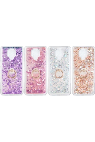 Teknomoda Xiaomi Redmi Note 9 Pro Kilif Sulu Simli Yüzüklü Standli Silikon 471594897