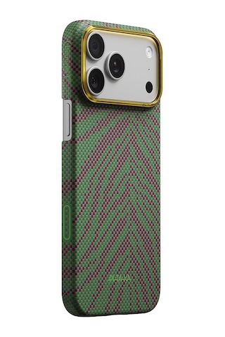 İphone 17 Pro Max Kılıf M-safe Uyumlu Aramid Fiber Pitaka Breath Of Veins Serisi Kapak Yeşil-mor Yeşil - Mor