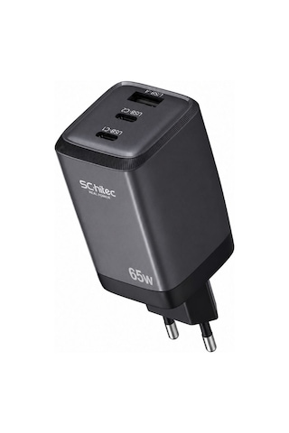 Schitec 65w Gan 3 Çıkışlı 2xtype-c + Usba Qc 3.0 Hızlı Şarj Adaptörü Başlığı Hg/ta-56eu Siyah