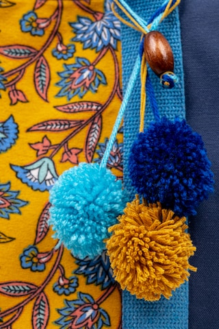 Fabric Craft Bag Omuz Çantası Kadın Duck Kumaş Desenli Büyük Boy Günlük Çanta Mavi - Sarı