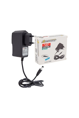 Powermaster Pm-8118 12 Volt - 1 Amper 5.5 2.5 Mm Uçlu Plastik Kasa Priz Tipi Adaptör