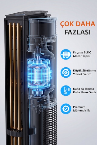 60w Sessiz Pervanesiz Kule Tipi Vantilatör Serinletici Dikey Uzaktan Kumandalı Aromaterapi Zaman Ayarlı