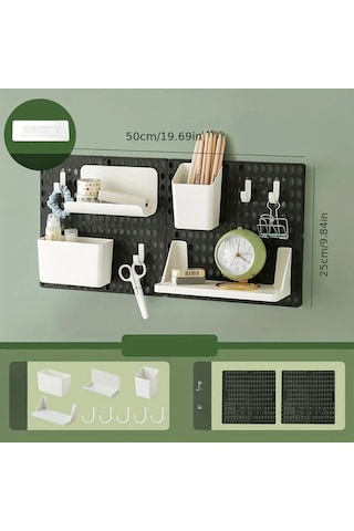 Topshop1 11 Parça Siyah Taban Plakası Ve Beyaz Aksesuarlı Masaüstü Depolama Rafı Seti Öğrenci Yurdu Ev Mutfak Kullanımı