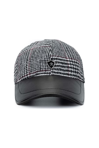 Tamer Tanca Erkek Deri & Tekstil Siyah Beyzbol Şapka 524 1121 Sapka Sk24-25 Syh/byz Dsnl Siyah Beyaz