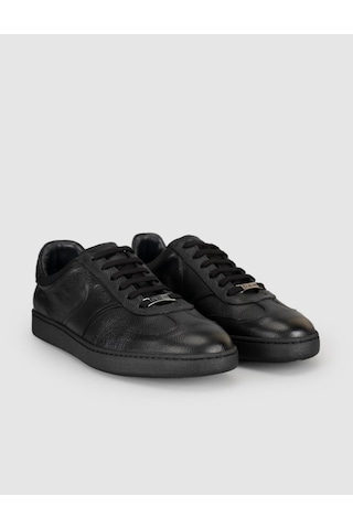 Cabani Hakiki Deri Siyah Bağcıklı Erkek Sneaker Ayakkabı