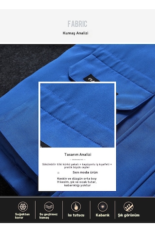 Açık Hava Kürk Yaka Ceket İş Kıyafetleri Soğuk Koruma Sıcak Kalın Pamuklu Ceket Kırmızı