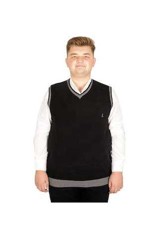 Mode Xl Büyük Beden Erkek Süeter Vanize Selanik 20547 Siyah 001