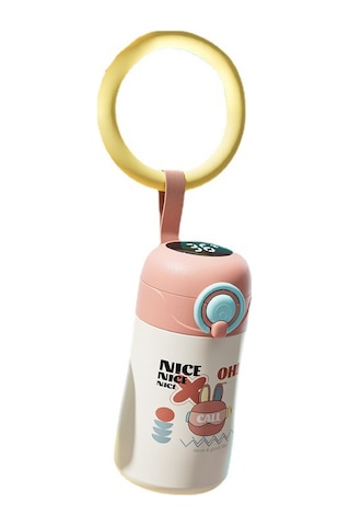 Jian Fan Paslanmaz Çelik Akılı Termos Bardak Sıcaklık Saman Su Bardağı Mavisi Mavi