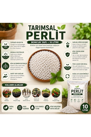 Boncuk Tarımsal Perlit 10 Litre Saksı Toprak Havalandırıcı, Drenaj Ve Fide Çelik Köklendirme Perliti Diğer