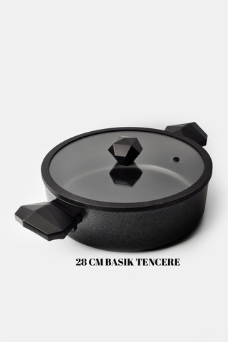 Gal Basık Tencere 28 Cm Siyah