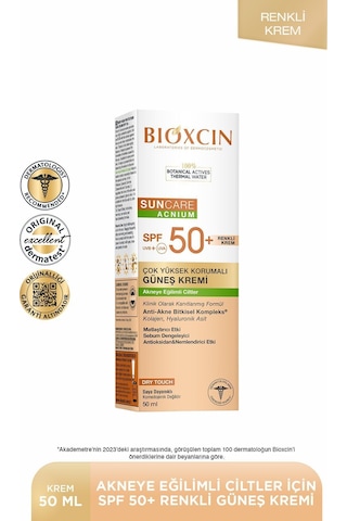 Bioxcin Sun Care Akneye Eğilimli Ciltler Için Renkli Güneş Kremi 50 Spf 50 Ml - Tinted, Akne, Dry Touch, Mat
