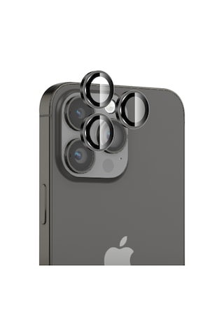 Bix Apple Uyumlu iPhone 14 Pro / 14 Pro Max Safir Lens Koruyucu 3d Kamera Camı 9h Premium Lens Kapağı Uzay Siyahı