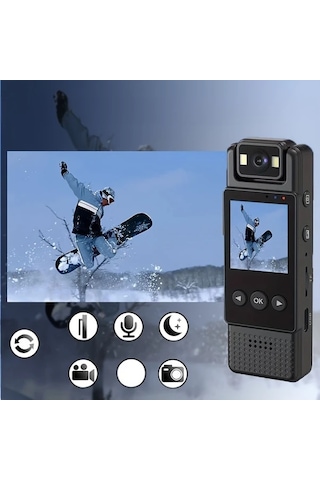 Dashanshop Dv Camera L12 1200mah 1080p Full Hd Giyilebilir Aksiyon Kamerası Uzun Ömürlü Pil Usb Çift Şarj Gece Görüşü