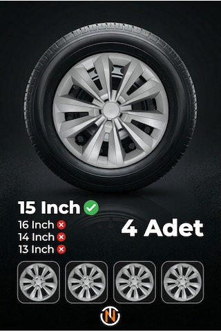 Renault R 9 Broadway 15 İnç Jant Kapağı Takım Gri G109