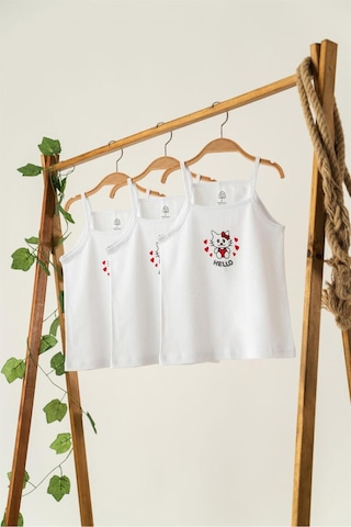 Gümüş 3'lü Kız Çocuk Hello Kitty Desenli Atlet Beyaz