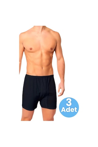 Uniquetrenders Erkek Rahat Kesim Paçalı Pamuklu Külot Boxer 3'lü Set Siyah