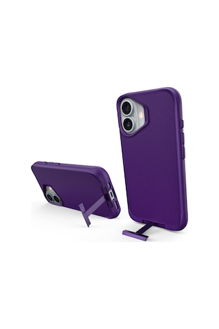Bix Apple Uyumlu iPhone 16 Plus Vortex Magsafe Kılıf Stand Özellikli 3x Korumalı Mikro Fiber İç Yüzey Koyu Mor Mor