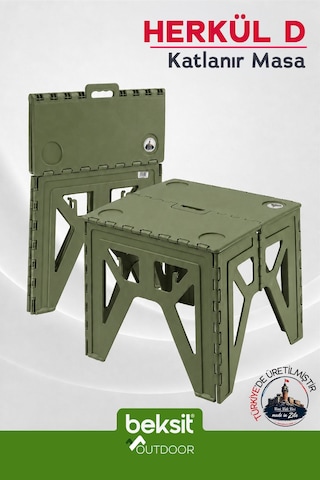 Beksit Outdoor Herkül D Katlanır Masa (Haki Yeşil)