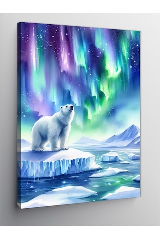 Kanvas Tablo Aurora Ve Kutup Ayısı 50cmx70cm