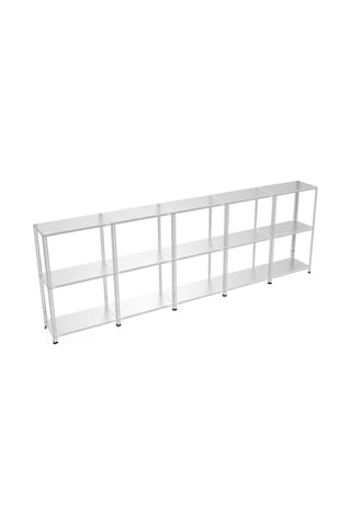 Raf Burada 3 Katlı 5'li Galvaniz Çelik Raf - Depo, Arşiv, Kiler, Dosya, Market Rafı-43x75 cm-150 cm-1.00 mm