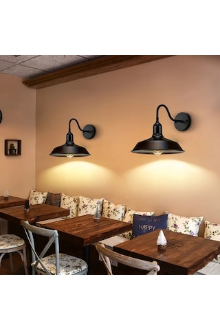 Xuweiwei 1 Adet Çiftlik Evi Duvar Lambası Çiftlik Duvar Lambaları Kaz Sığırları Vintage Siyah Endüstriyel Veranda Giriş Garaj Aksesuarı Ahşap