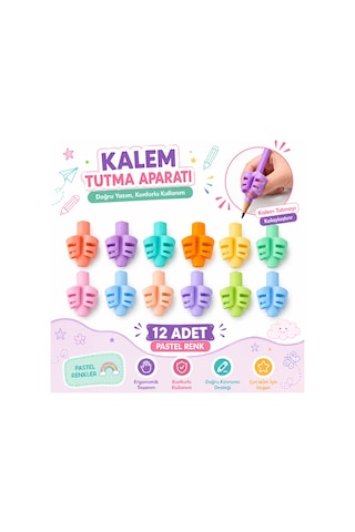 Pastel Renk Kalem Tutma Aparatı 12 Adet Ergonomik Silikon Kalem Tutucu Yazı Düzeltici Çocuk Ve Öğrenci İçin Çok Renkli