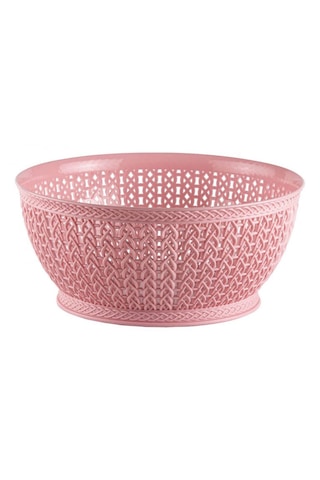 Yuvarlak Örgü Sepet 3,5 Lt Round Knitting Basket 3,5 L Pudra Pembe
