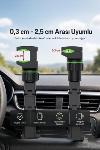 Delux Serisi Görüş Mobil Ulaşım Telefon Tutucu Jx14 Siyah