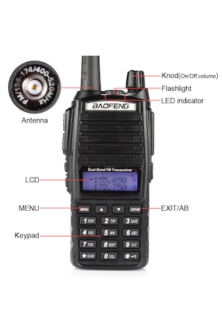 Baofeng Uv-82 5w Çift Bantlı, Lcd Ekran, Led El Feneri, Programlanabilir, Arama Kurtarma/güvenlik/haberleşme El Telsizi