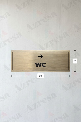 Wc Yazılı - Metal - Gold Renk - Kapı İsimliği - 20x7 Cm