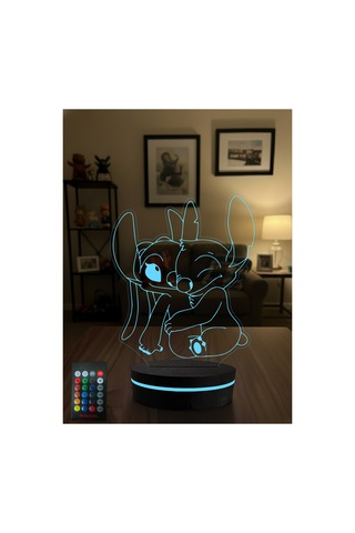 Stitch & Angel Lilo And Stitch 16 Renkli Kumandalı Gece Lambası Çok Renkli