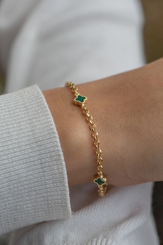 Çiğdem Gürel Kuyumculuk 3'lü Yeşil Yonca Altın Bileklik Şans Sembolü Zarif Tasarım Altın