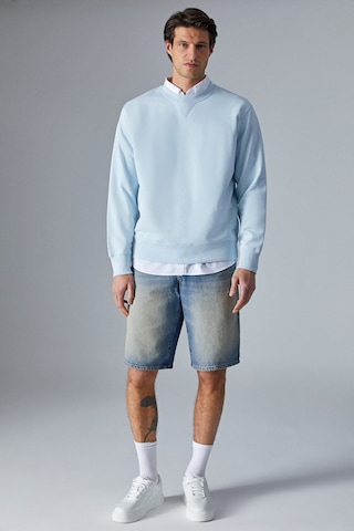 Grımelange Bonell Erkek %100 Pamuk Relaxed Bisiklet Yaka Uzun Kollu Açık Mavi Sweatshirt Açık Mavi