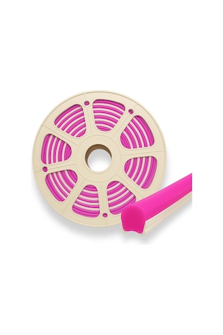 Pembe 6mm İkinci Nesil Silikon Neon Led Şerit Kılıfı 5 Metre Difüzör Tüp Led Hariç
