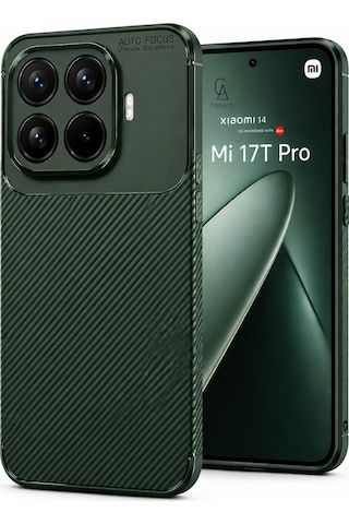Xiaomi Mi 17t Pro Uyumlu Kılıf Karbon Tasarım Kamera Korumalı Silikon Telefon Kılıfı Kapak Koyu Yeşil