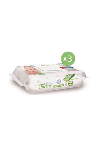 Baby Turco Softcare Aloe Vera Islak Bebek Havlusu 3'Lü Paket 90 Adet