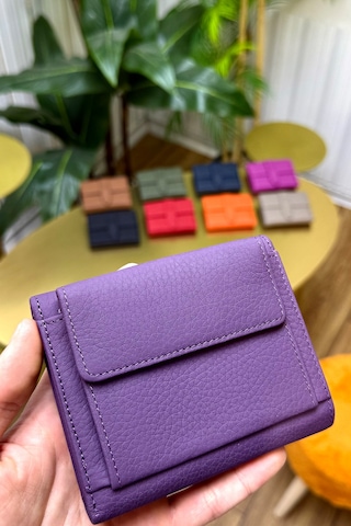Lily Mor Hakiki Deri Kadın Cüzdan Kibar Şık Ve Kullanışlı Mor