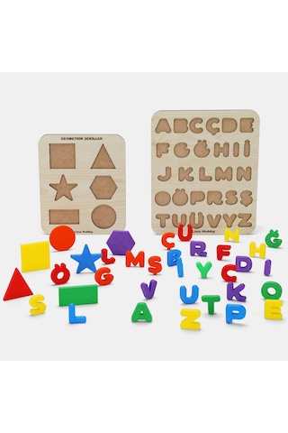 Alfabe Ve Rakam Puzzle İkili Set - Ahşap Tabanlı Ve Pla Harf/rakamlar Eğitici Oyuncak Sayılar + Harfler