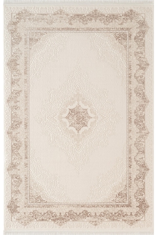Look Classıc Lk004g Çerçeveli Krem Klasik Desen Akrilik Dokuma Taban Tozuaz Oturma Odası Halısı-1032 Krem