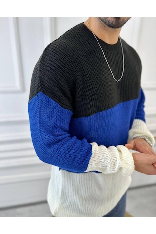 Kazak Oversize Tüylenmez Naturel Pamuk Örme Triko Kazak Beyaz