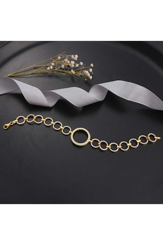 Casera's Gümüş Çeyrek Takılabilen Altın Kaplama Kadın Bileklik Csr2185318 Gümüş