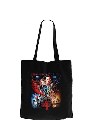 Stranger Things Home Siyah Kanvas Bez Çanta Siyah