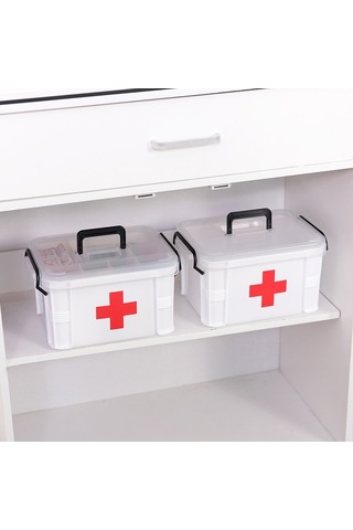 Sones Aile Çok Katmanlı Acil Tıp Saklama Kutusu Ev Plastik Kutusu, Boyut: L Beyaz