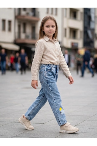 Kaizer Jeans Kar Yıkama Fil Desenli Çocuk Pantolonu Mavi