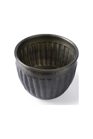 Yargıcı Kabartmalı Formlu Metal Saksı 20x18 Cm 26knha1075n St